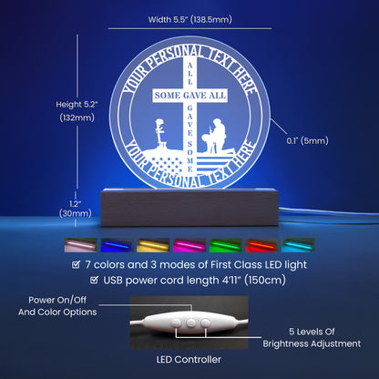 All Gave Some. Some Gave All. Personalized Remembrance Battlefield Cross. US Military LED Name Sign. Honor The Fallen Decor. Never Came Back