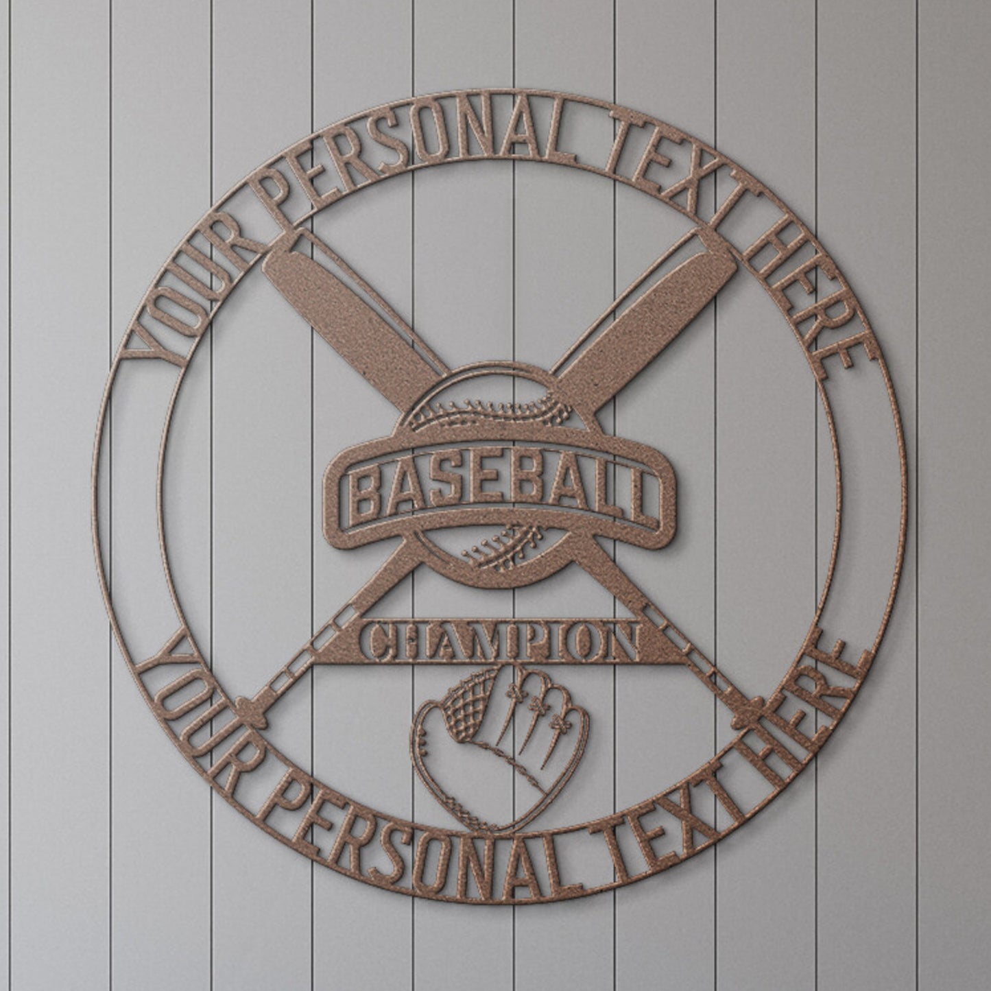 Baseball Bat & Glove Personalized Name Metal Sign. Custom Sports Wall Decor