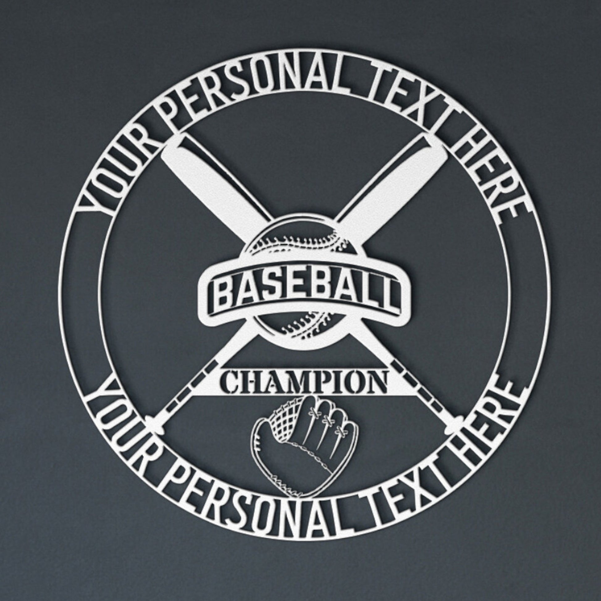 Baseball Bat & Glove Personalized Name Metal Sign. Custom Sports Wall Decor