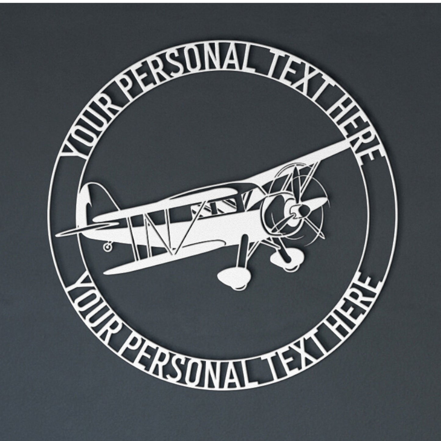 Biplane Personalized Text Metal Sign