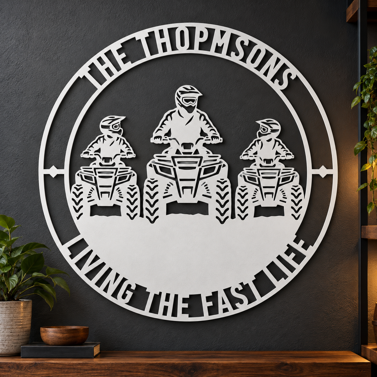 Personalized Father And Two Sons ATV Metal Sign. Custom Quadbike Father's Day And Birthday Gift