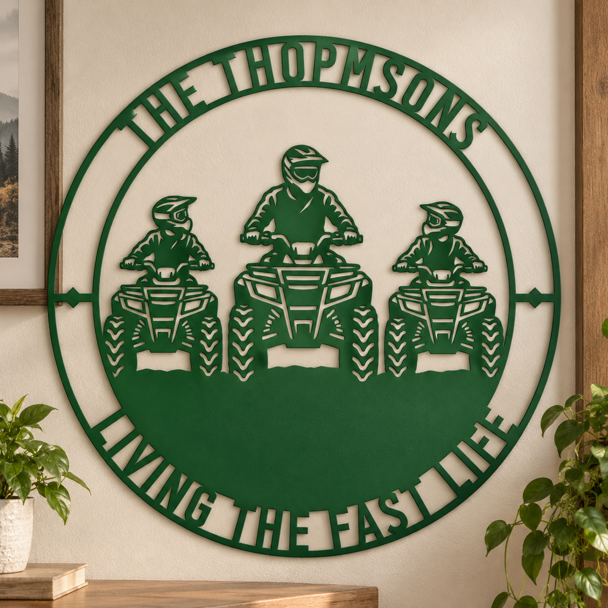 Personalized Father And Two Sons ATV Metal Sign. Custom Quadbike Father's Day And Birthday Gift