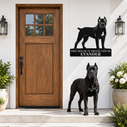 Personalized Cane Corso Guard Metal Sign. Custom Dog Protect Name Wall Decor