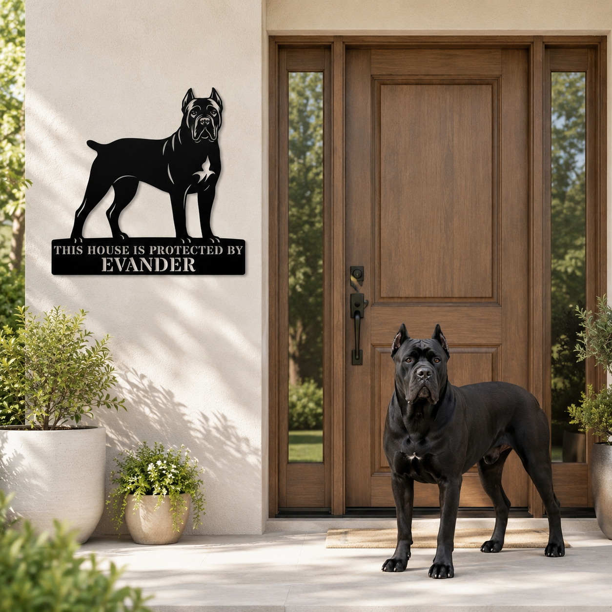 Personalized Cane Corso Guard Metal Sign. Custom Dog Protect Name Wall Decor