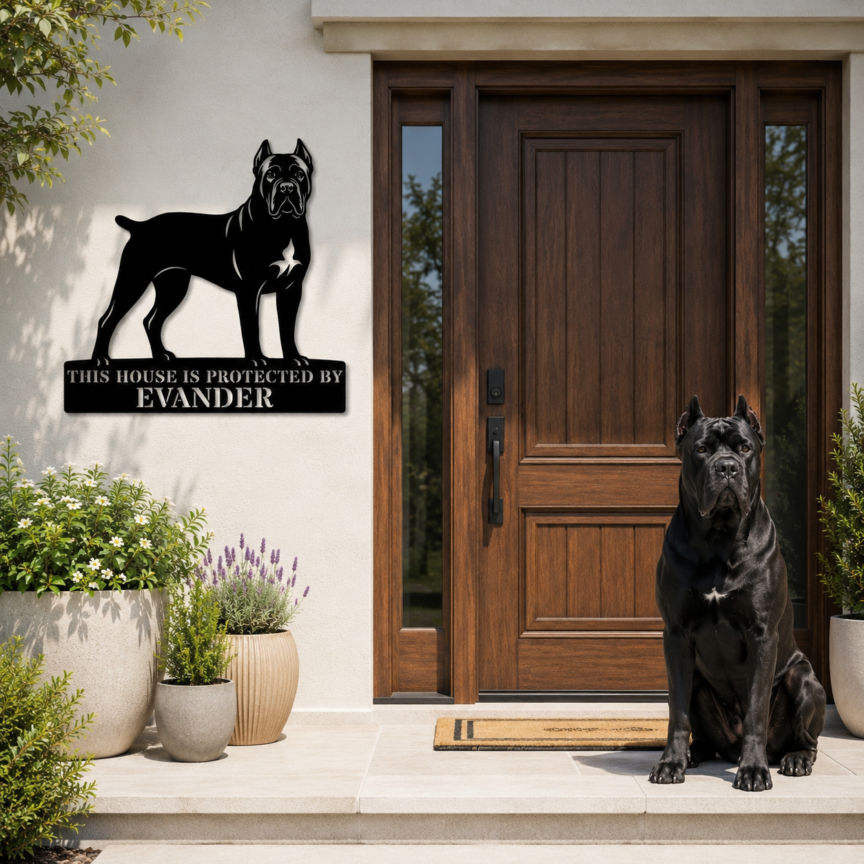 Personalized Cane Corso Guard Metal Sign. Custom Dog Protect Name Wall Decor