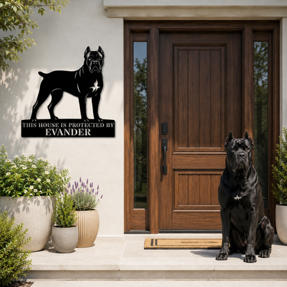 Personalized Cane Corso Guard Metal Sign. Custom Dog Protect Name Wall Decor