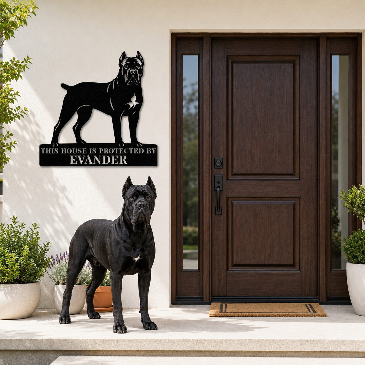 Personalized Cane Corso Guard Metal Sign. Custom Dog Protect Name Wall Decor