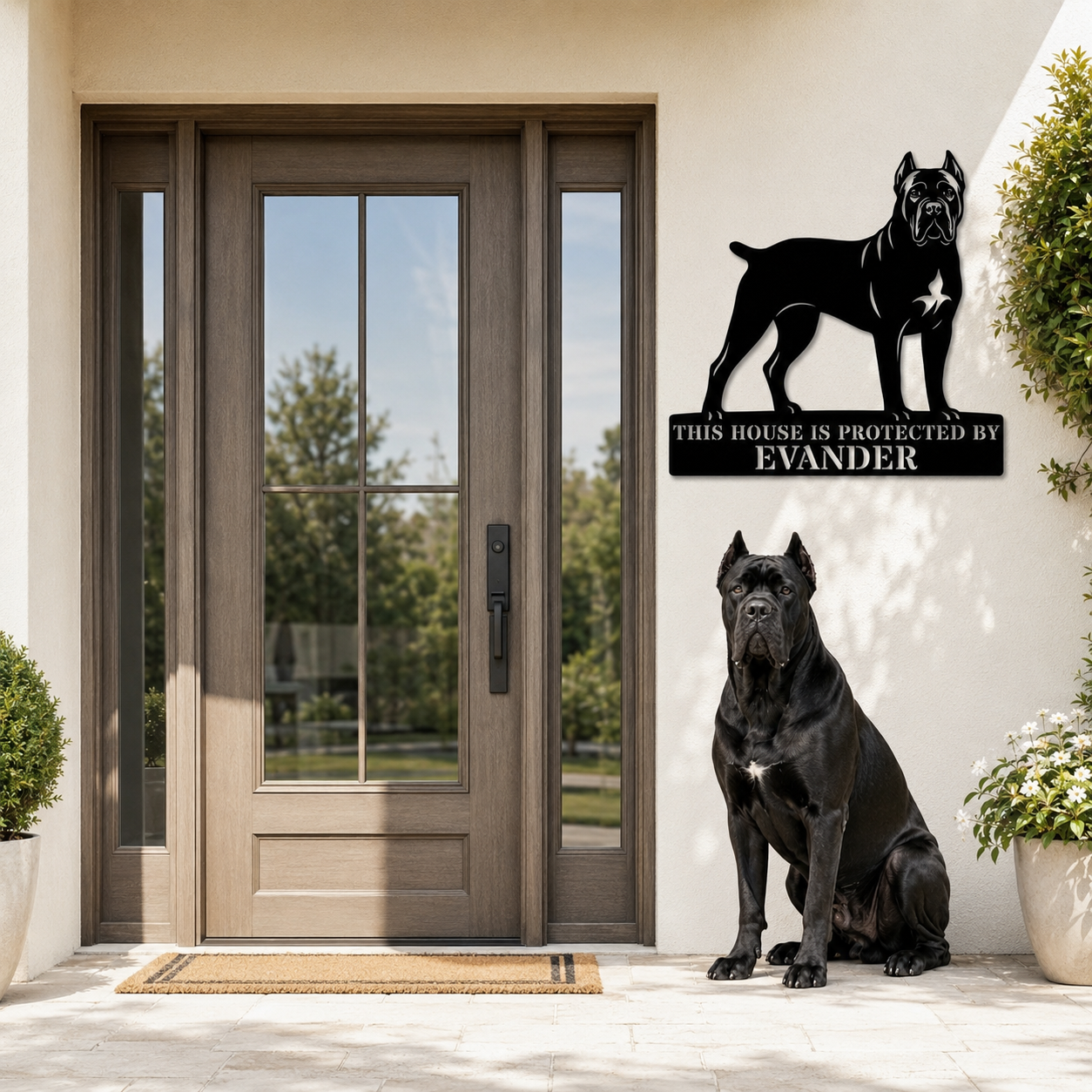 Personalized Cane Corso Guard Metal Sign. Custom Dog Protect Name Wall Decor