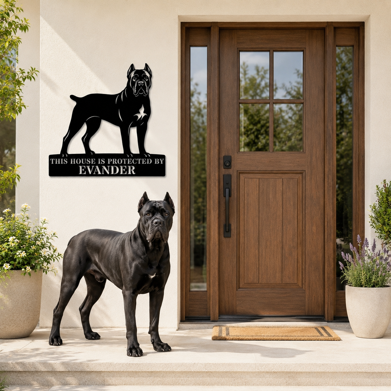 Personalized Cane Corso Guard Metal Sign. Custom Dog Protect Name Wall Decor