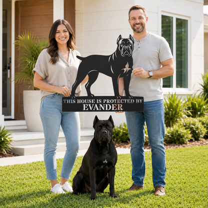 Personalized Cane Corso Guard Metal Sign. Custom Dog Protect Name Wall Decor
