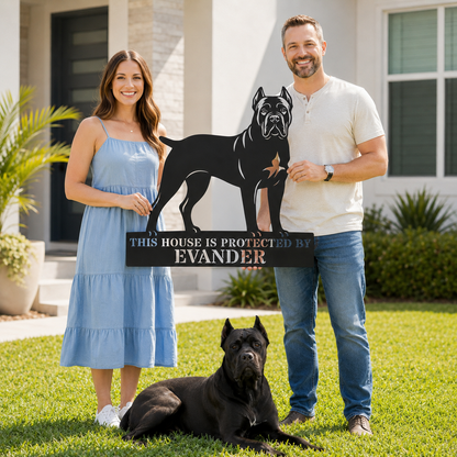 Personalized Cane Corso Guard Metal Sign. Custom Dog Protect Name Wall Decor