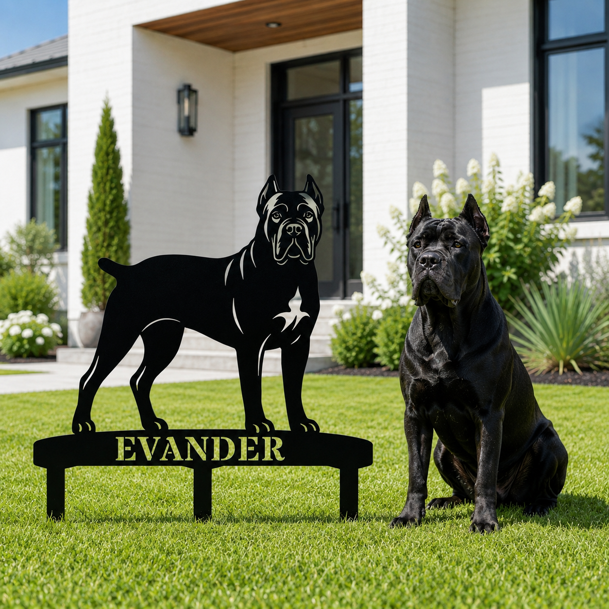Personalized Cane Corso Garden Metal Sign With Stakes. Custom Dog Plaque Name Gift