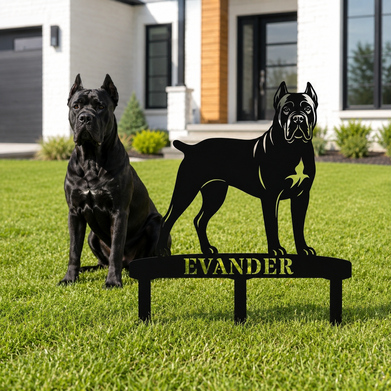 Personalized Cane Corso Garden Metal Sign With Stakes. Custom Dog Plaque Name Gift