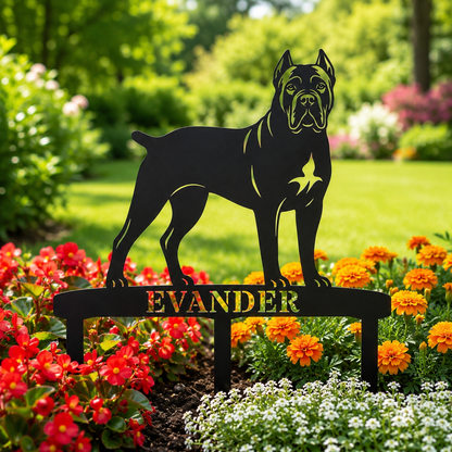 Personalized Cane Corso Garden Metal Sign With Stakes. Custom Dog Plaque Name Gift