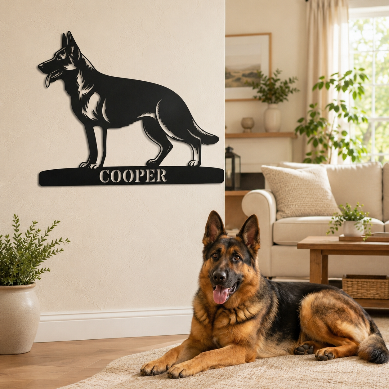 Personalized German Shepherd Name Metal Sign Gift. Custom Dog Owner Wall Decor Display