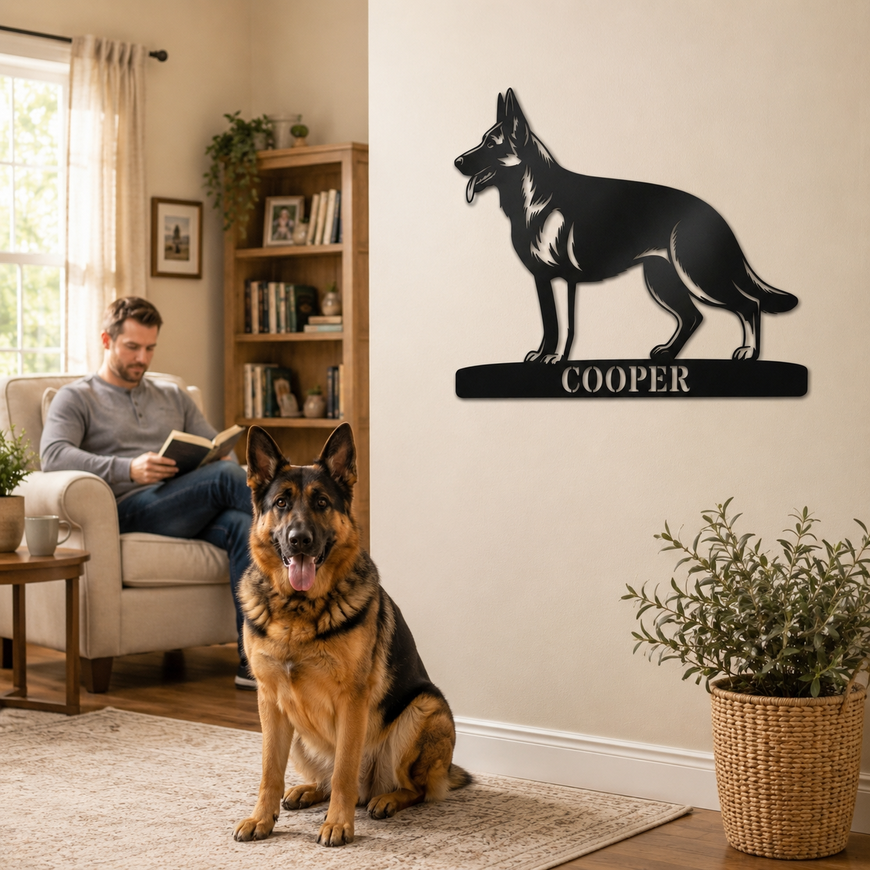 Personalized German Shepherd Name Metal Sign Gift. Custom Dog Owner Wall Decor Display