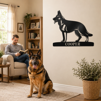 Personalized German Shepherd Name Metal Sign Gift. Custom Dog Owner Wall Decor Display