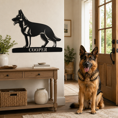 Personalized German Shepherd Name Metal Sign Gift. Custom Dog Owner Wall Decor Display