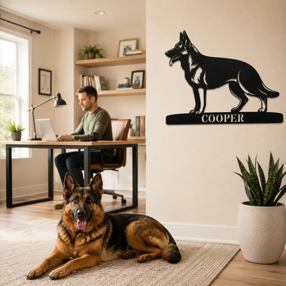 Personalized German Shepherd Name Metal Sign Gift. Custom Dog Owner Wall Decor Display