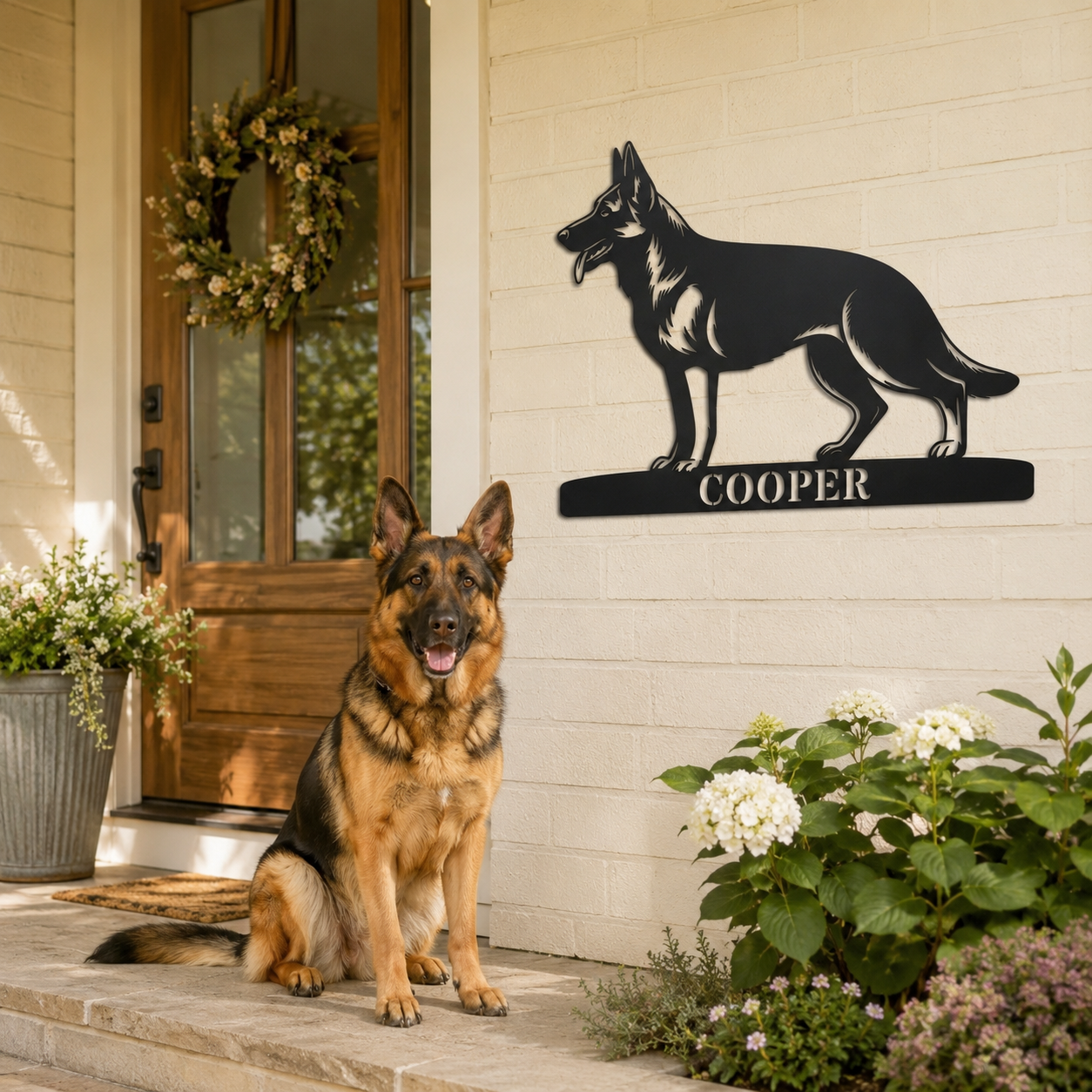 Personalized German Shepherd Name Metal Sign Gift. Custom Dog Owner Wall Decor Display