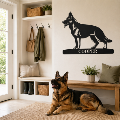Personalized German Shepherd Name Metal Sign Gift. Custom Dog Owner Wall Decor Display