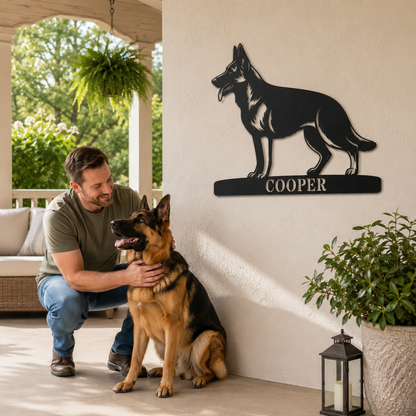 Personalized German Shepherd Name Metal Sign Gift. Custom Dog Owner Wall Decor Display
