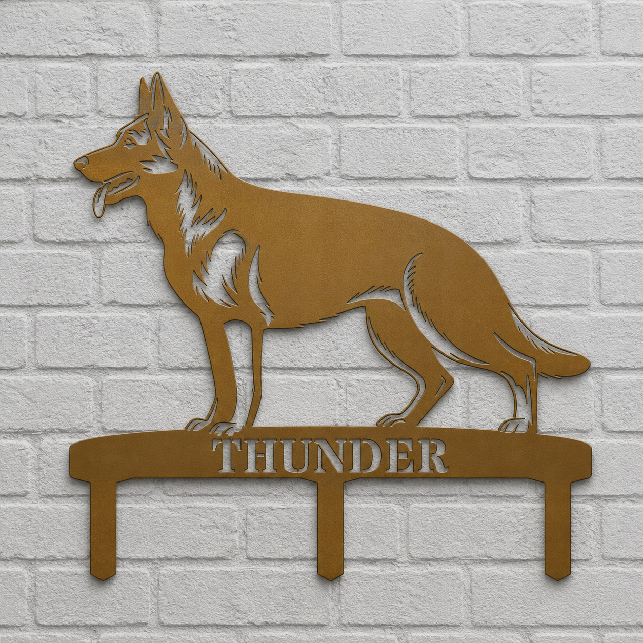 Personalized German Shepherd Garden Metal Sign With Stakes. Custom Dog Name Gift