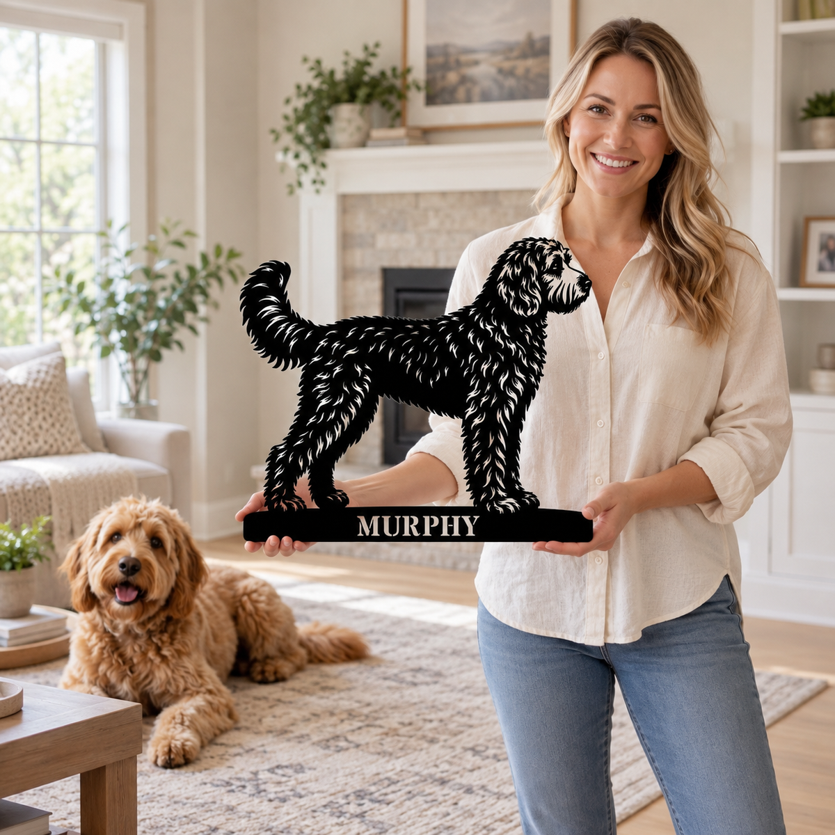 Personalized Doodle Name Metal Sign. Custom Dog Owner Wall Decor Gift