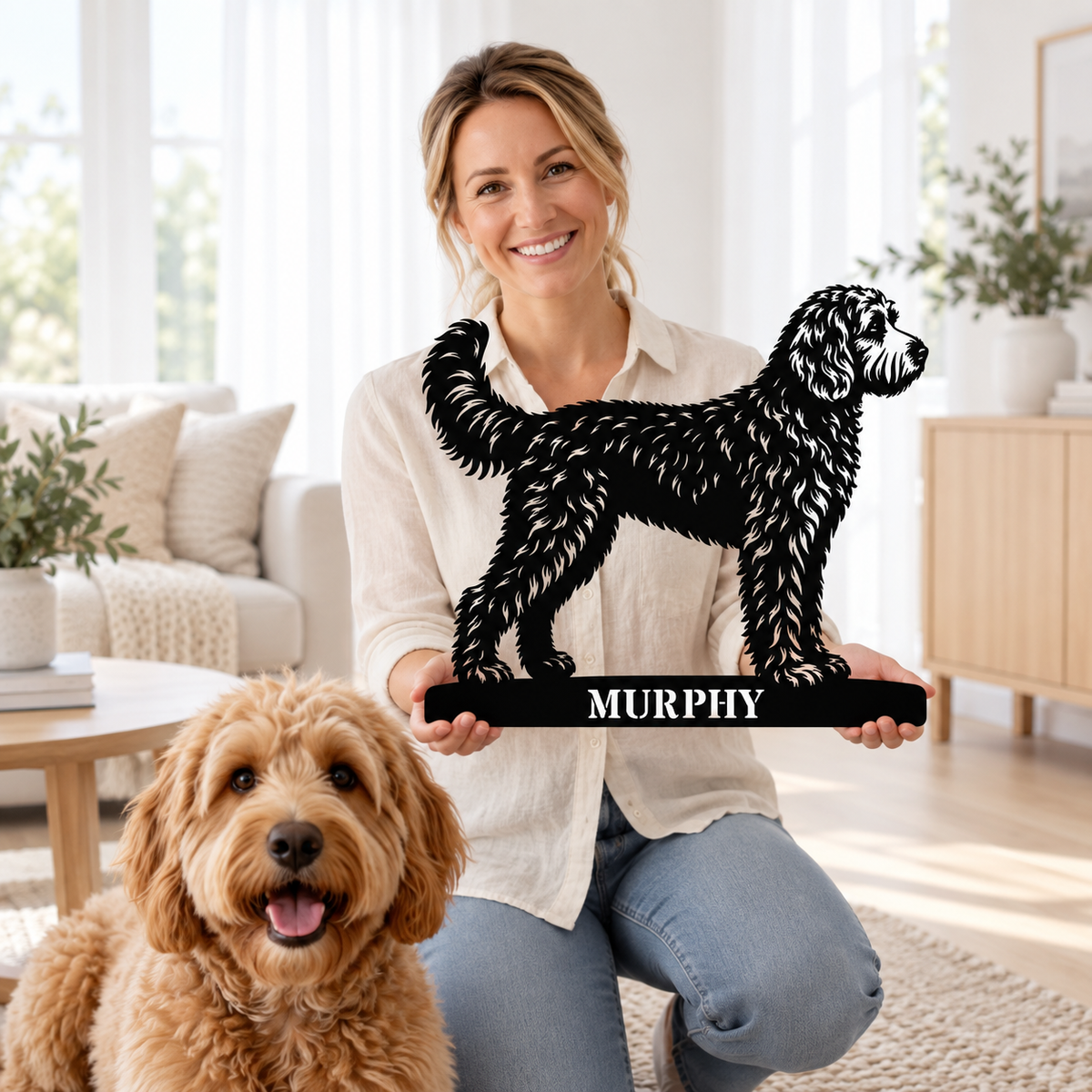 Personalized Doodle Name Metal Sign. Custom Dog Owner Wall Decor Gift
