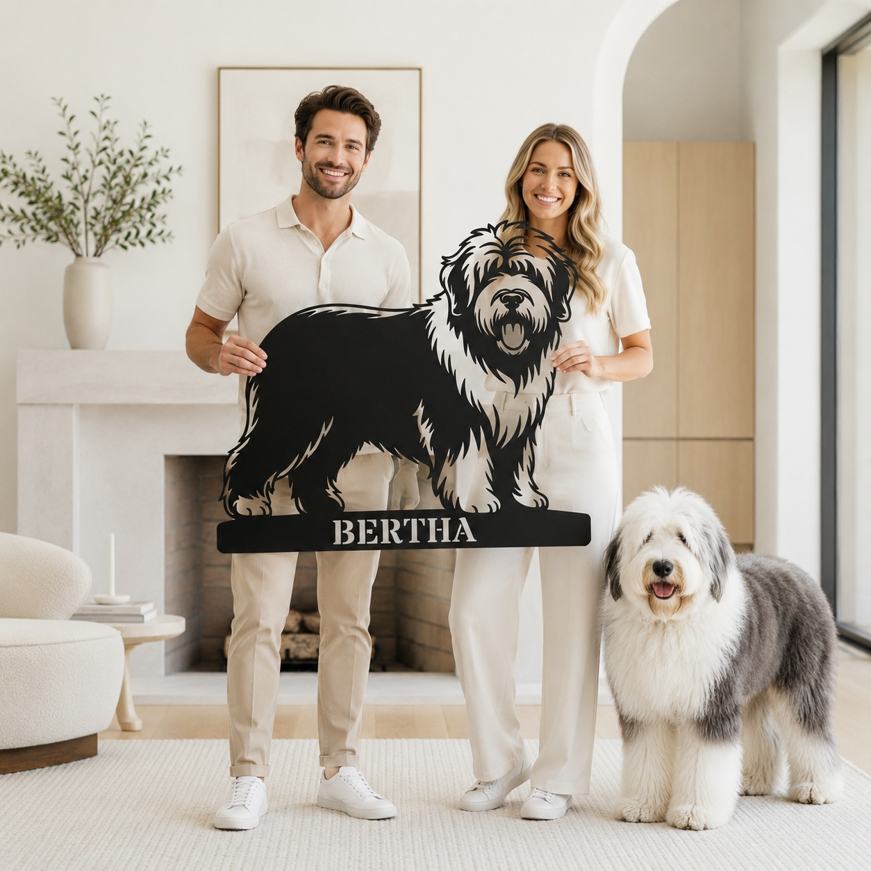 Personalized Old English Sheepdog Metal Sign. Custom Dog Owner Wall Decor Gift