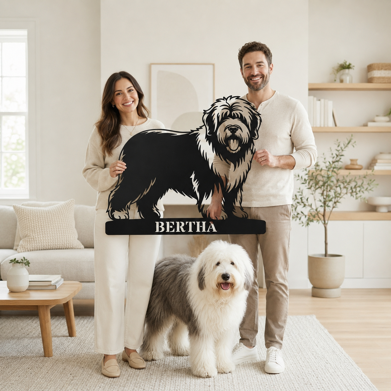 Personalized Old English Sheepdog Metal Sign. Custom Dog Owner Wall Decor Gift