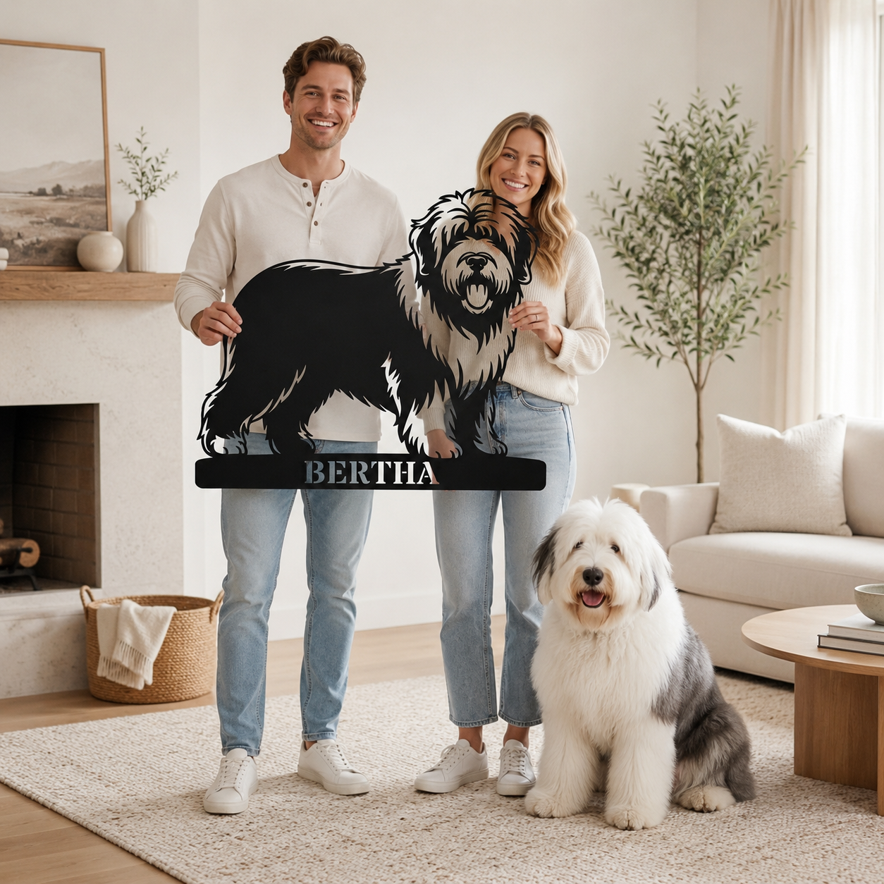 Personalized Old English Sheepdog Metal Sign. Custom Dog Owner Wall Decor Gift
