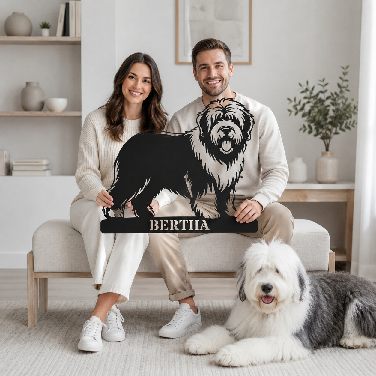Personalized Old English Sheepdog Metal Sign. Custom Dog Owner Wall Decor Gift