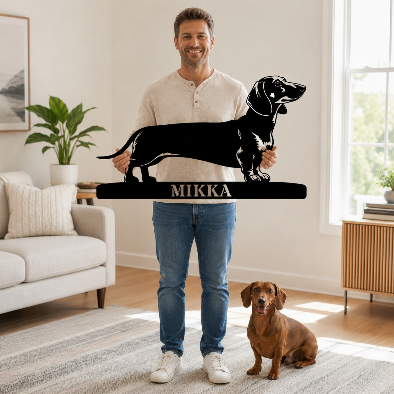 Personalized Dachshund Metal Sign. Custom Dog Owner Wall Decor Gift