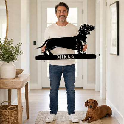 Personalized Dachshund Metal Sign. Custom Dog Owner Wall Decor Gift