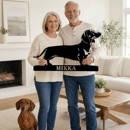 Personalized Dachshund Metal Sign. Custom Dog Owner Wall Decor Gift