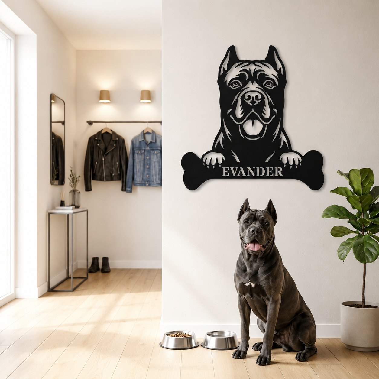 Personalized Cane Corso Dog Bone Name Metal Sign. Funny Custom Dog Wall Decor Gift