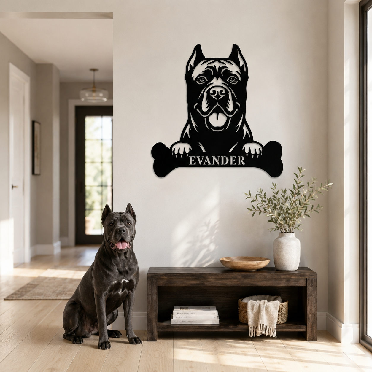 Personalized Cane Corso Dog Bone Name Metal Sign. Funny Custom Dog Wall Decor Gift