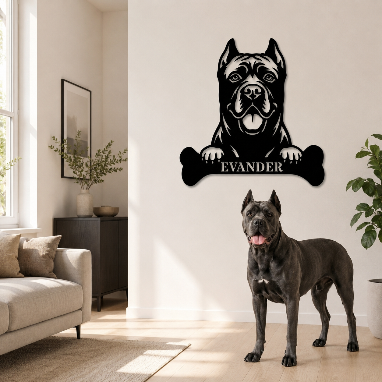 Personalized Cane Corso Dog Bone Name Metal Sign. Funny Custom Dog Wall Decor Gift