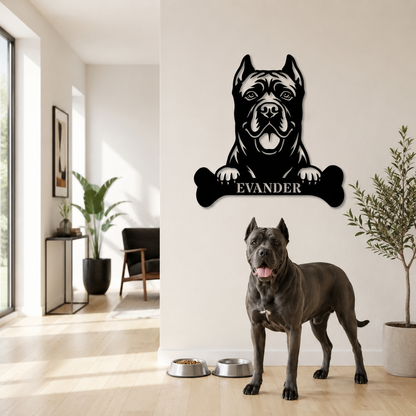 Personalized Cane Corso Dog Bone Name Metal Sign. Funny Custom Dog Wall Decor Gift