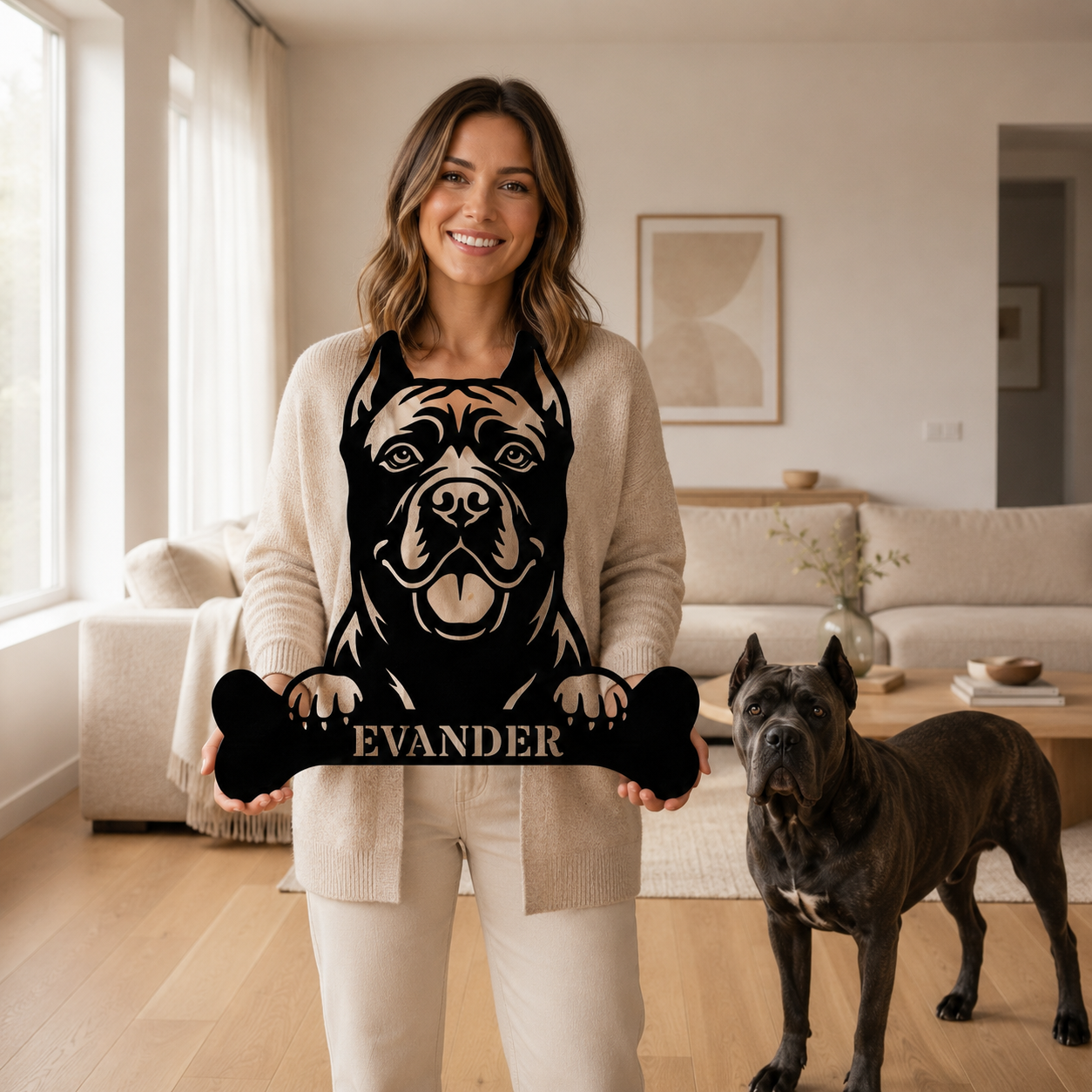 Personalized Cane Corso Dog Bone Name Metal Sign. Funny Custom Dog Wall Decor Gift