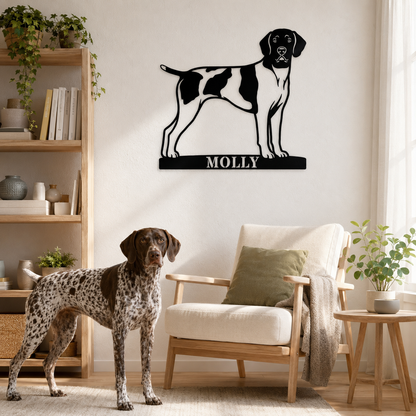 Personalized German Shorthaired Pointer Name Metal Sign. Custom Dog Owner Wall Decor Gift