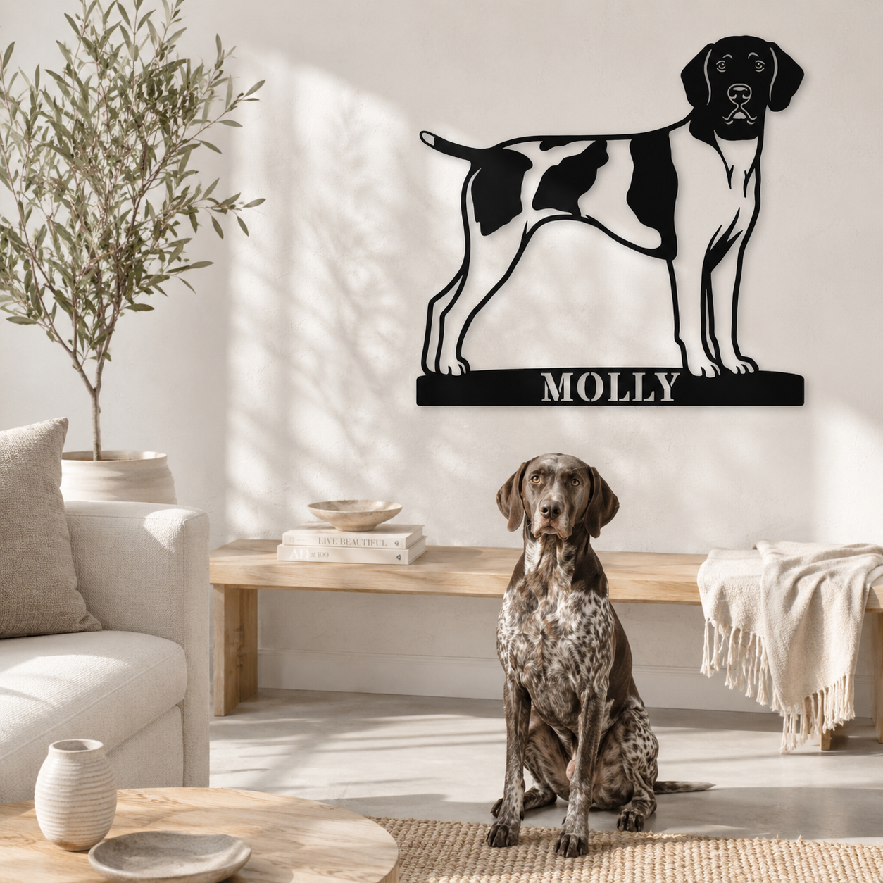 Personalized German Shorthaired Pointer Name Metal Sign. Custom Dog Owner Wall Decor Gift