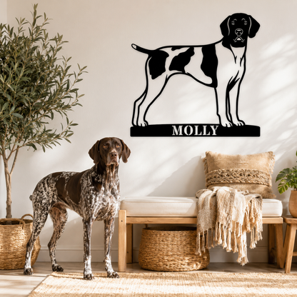 Personalized German Shorthaired Pointer Name Metal Sign. Custom Dog Owner Wall Decor Gift