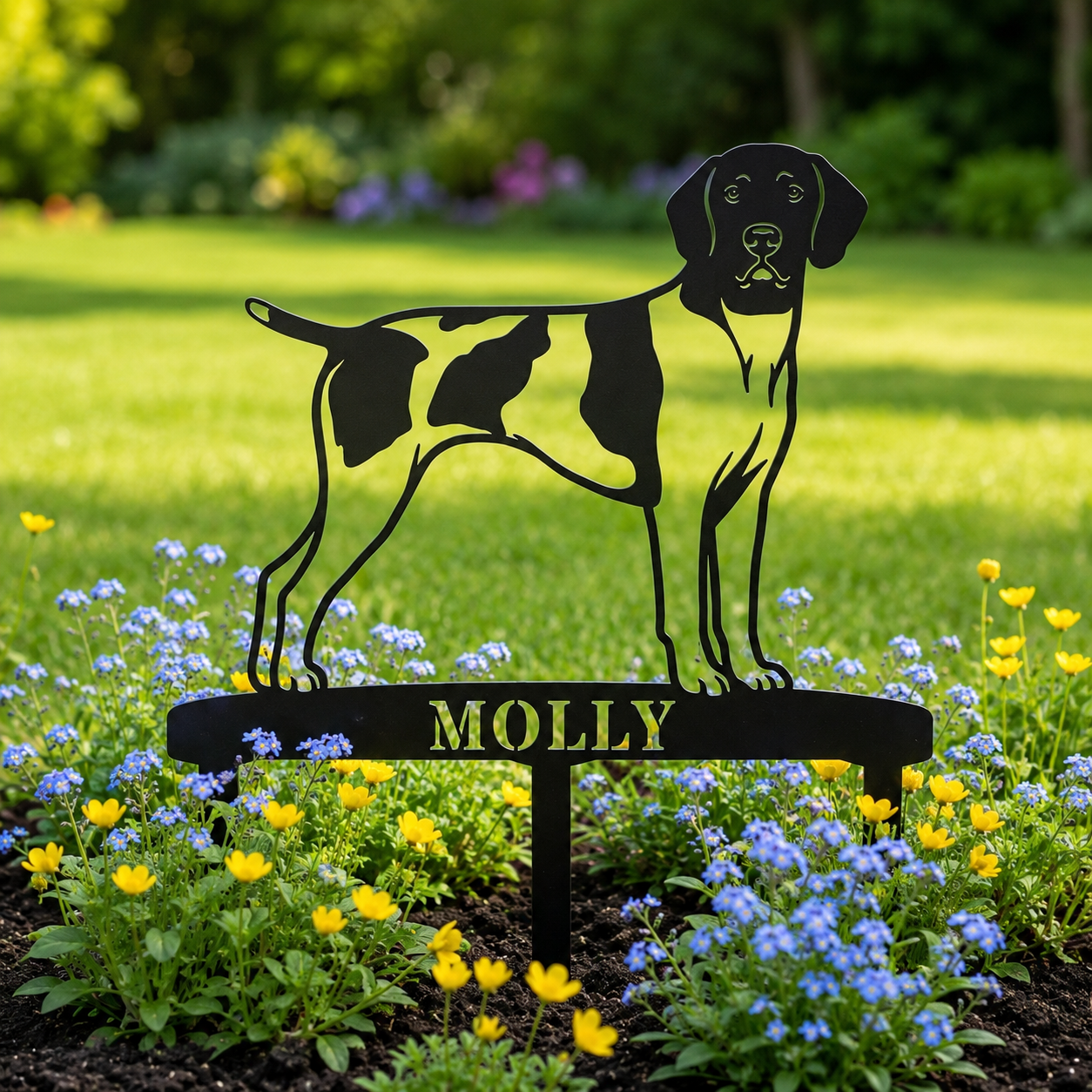 Personalized German Shorthaired Pointer Garden Metal Sign With Stakes