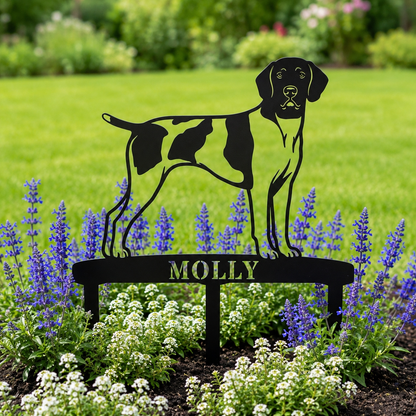 Personalized German Shorthaired Pointer Garden Metal Sign With Stakes