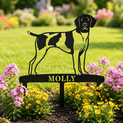 Personalized German Shorthaired Pointer Garden Metal Sign With Stakes