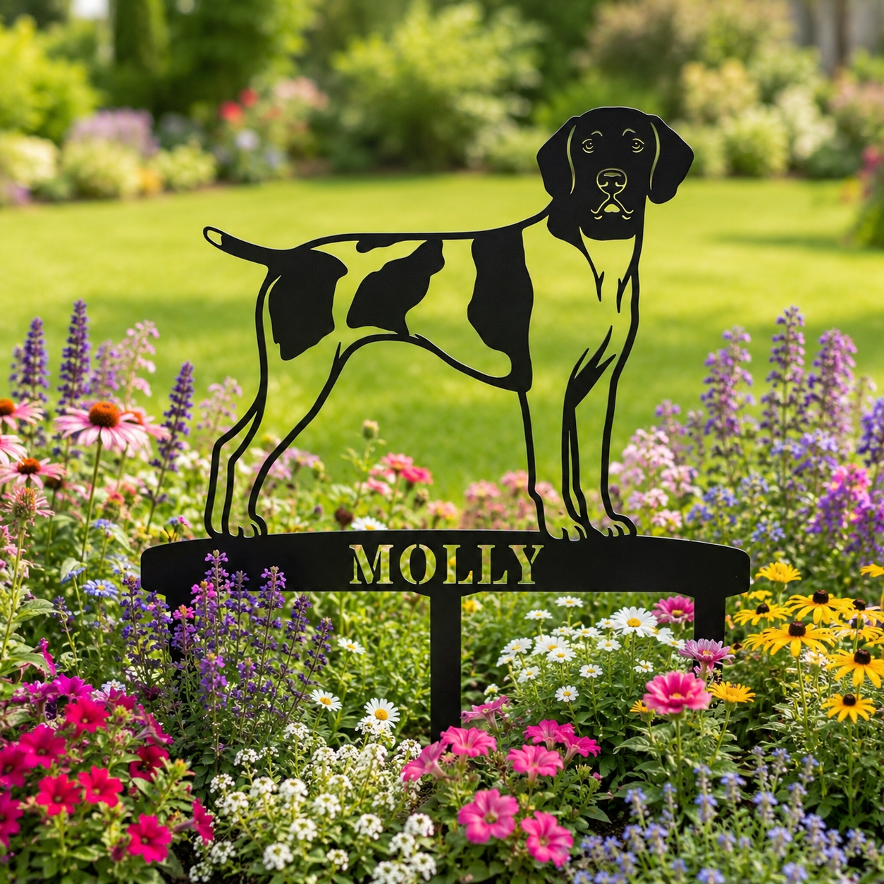 Personalized German Shorthaired Pointer Garden Metal Sign With Stakes