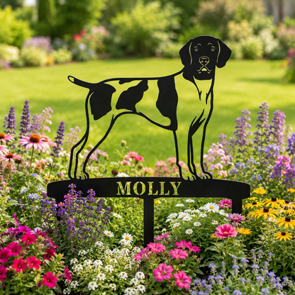 Personalized German Shorthaired Pointer Garden Metal Sign With Stakes