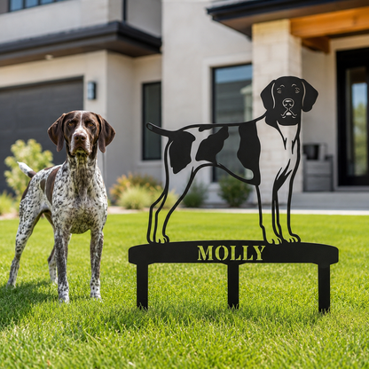 Personalized German Shorthaired Pointer Garden Metal Sign With Stakes